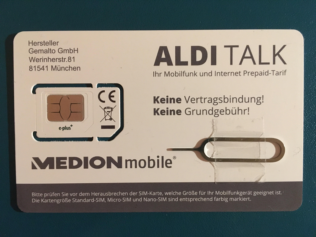 SIM Card Aldi Talk mit Öffner fürs iPhone